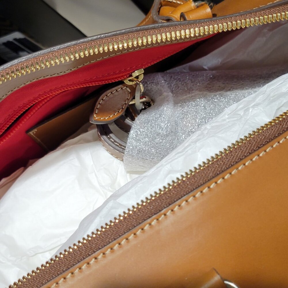 NEW BOLDRINI SELLERIA - Made in Italy 🇮🇹 genuine vacchetta leather handbag - Picture 6 of 15